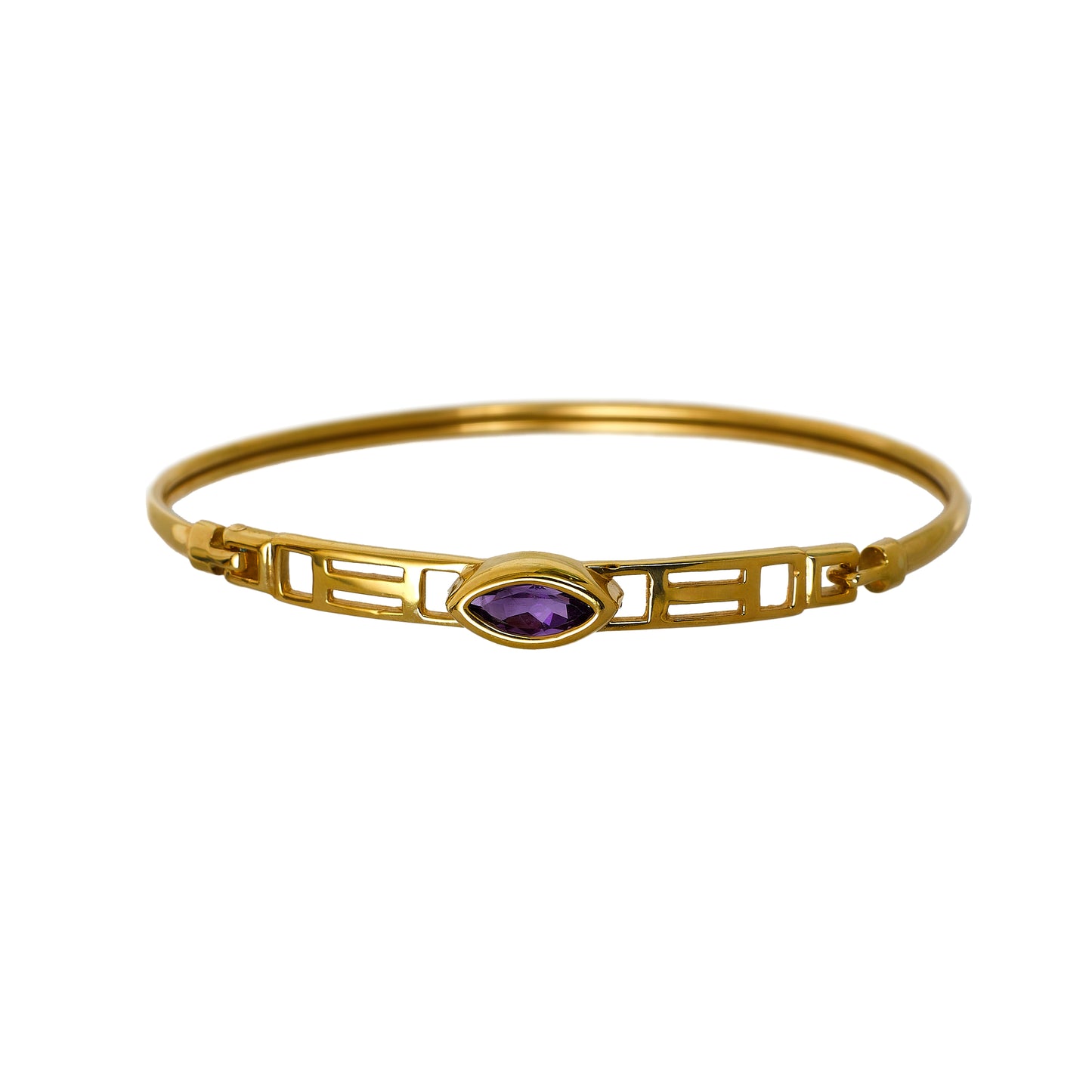 Pre-Owned 9ct Gold Marquise Shape Amethyst Bangle