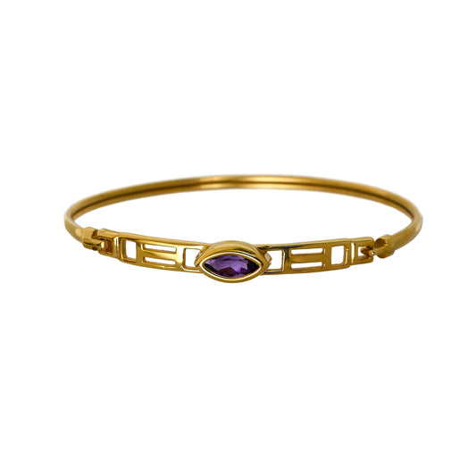 Pre-Owned 9ct Gold Marquise Shape Amethyst Bangle