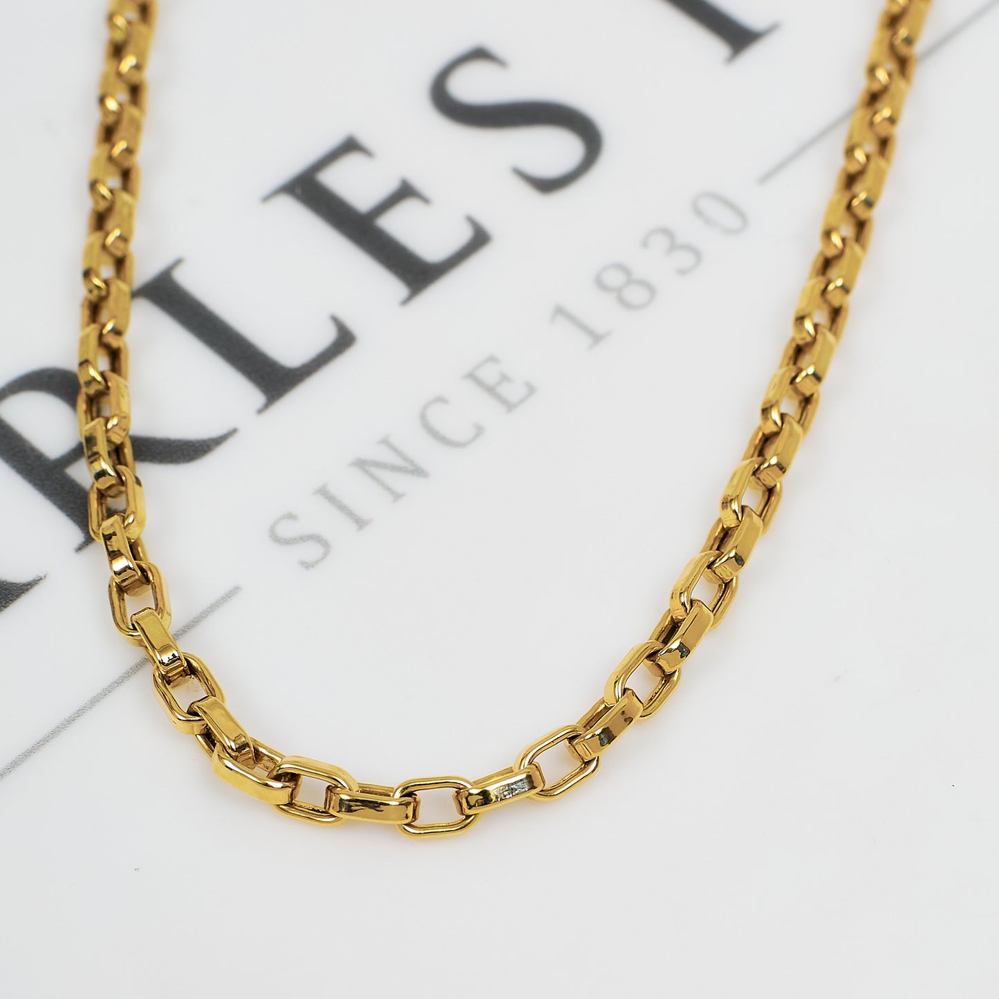 Pre-Owned 14ct Gold Rectangle Link Necklace 20 Inch