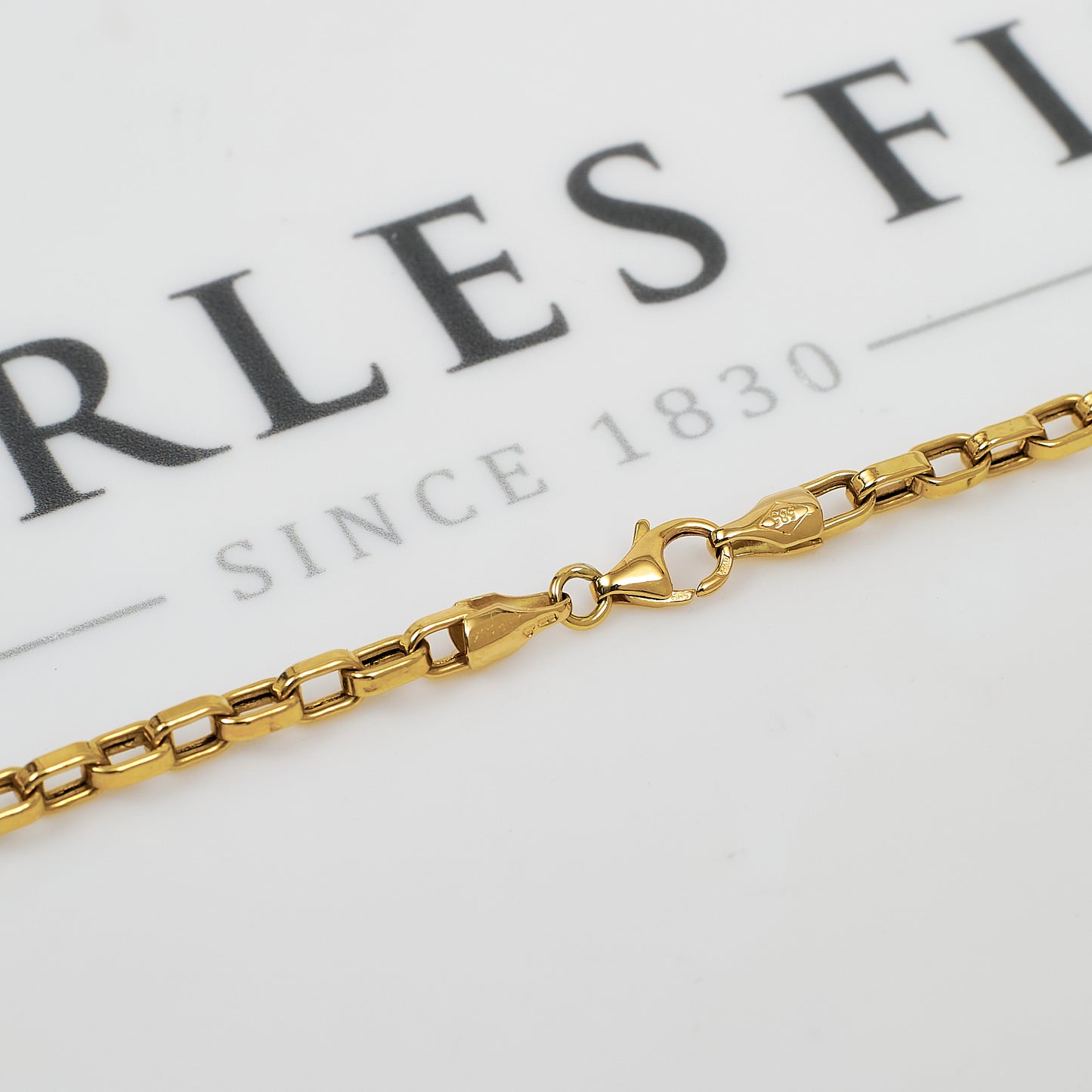Pre-Owned 14ct Gold Rectangle Link Necklace 20 Inch