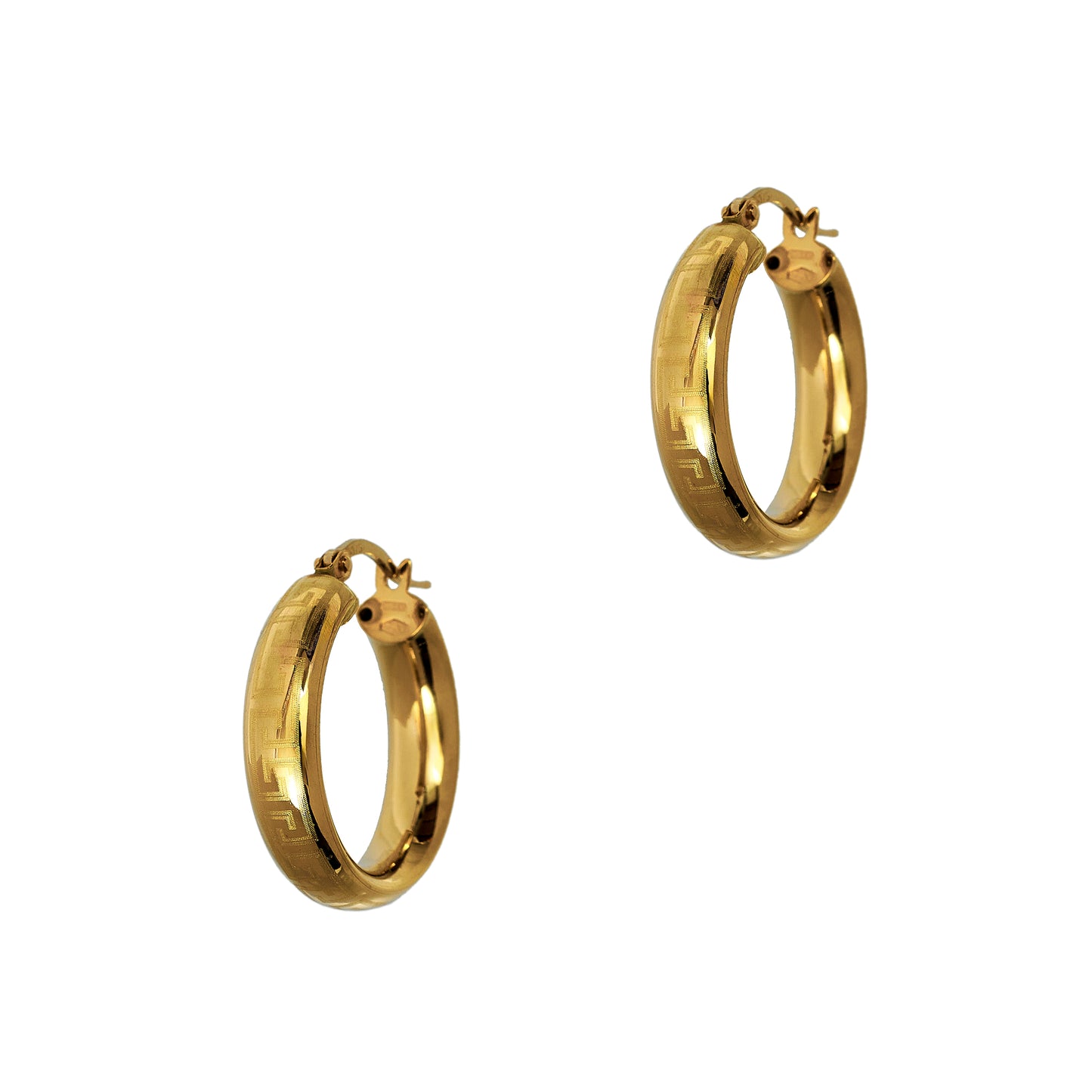 Pre-Owned 9ct Gold Greek Key Creole Hoop Earrings