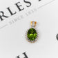 Pre-Owned 9ct Gold Oval Peridot & Diamond Cluster Pendant