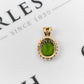Pre-Owned 9ct Gold Oval Peridot & Diamond Cluster Pendant