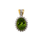 Pre-Owned 9ct Gold Oval Peridot & Diamond Cluster Pendant