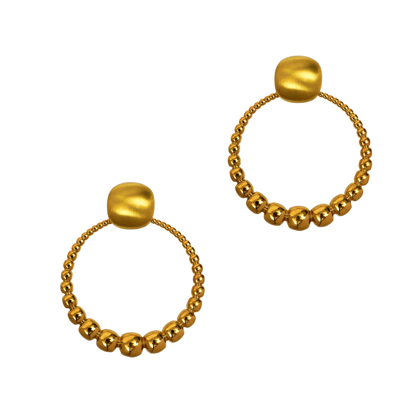 Pre-Owned 18ct Gold Graduated Bead Design Hoop Earrings