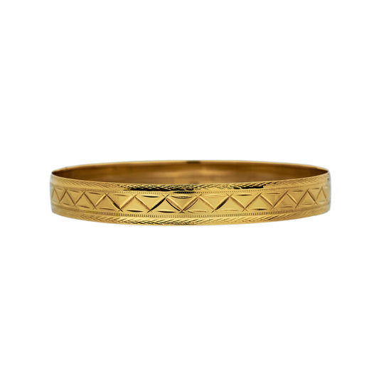 Pre-Owned 9ct Gold Zigzag Patterned Bangle
