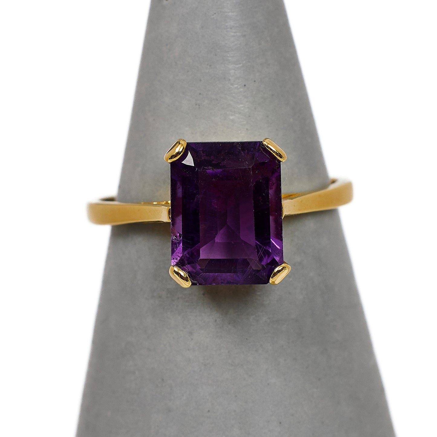 Pre-Owned 9ct Gold Rectangle Amethyst Ring Size K
