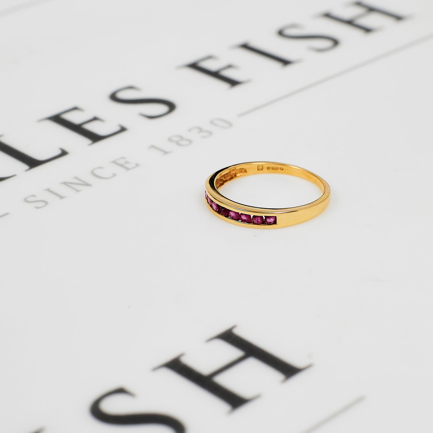 Pre-Owned 9ct Gold 9 Ruby Dress Ring Size K