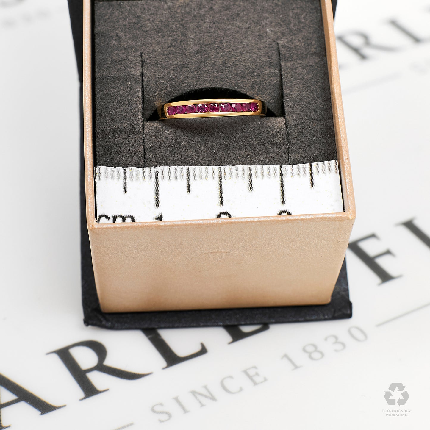 Pre-Owned 9ct Gold 9 Ruby Dress Ring Size K