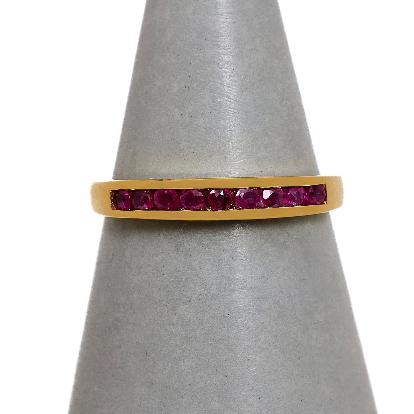 Pre-Owned 9ct Gold 9 Ruby Dress Ring Size K