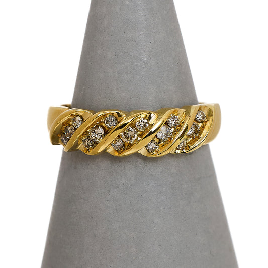 Pre-Owned 9ct Gold 15 Diamond Ring Size L.5