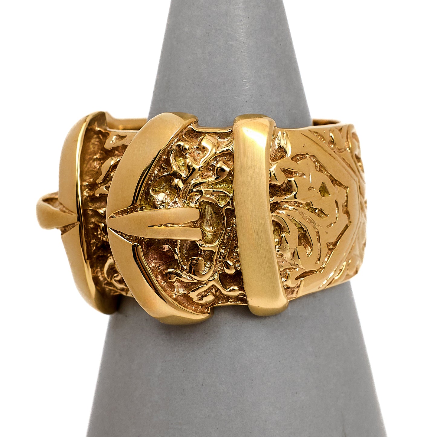 Pre-Owned Mens 9ct Gold Double Buckle Ring Size Z+2