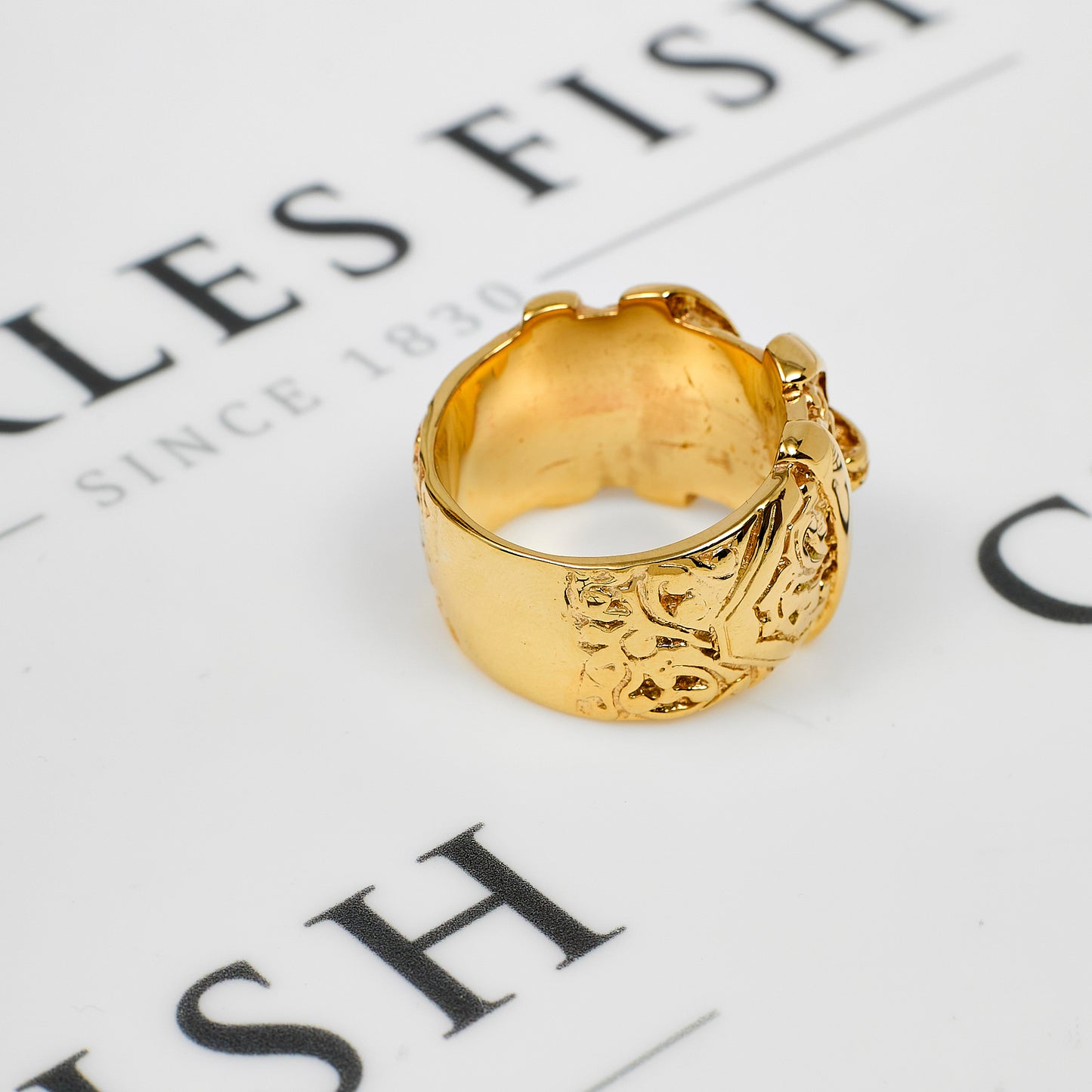 Pre-Owned Mens 9ct Gold Double Buckle Ring Size Z+2