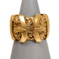 Pre-Owned Mens 9ct Gold Double Buckle Ring Size Z+2