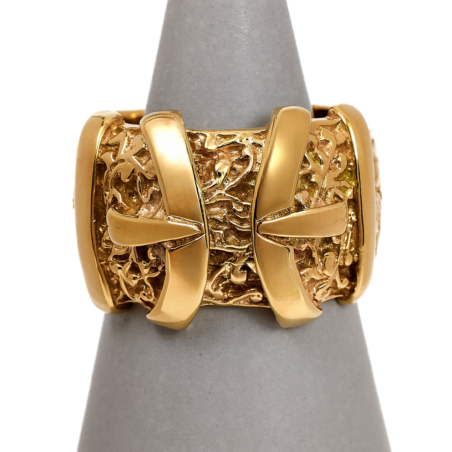 Pre-Owned Mens 9ct Gold Double Buckle Ring Size Z+2