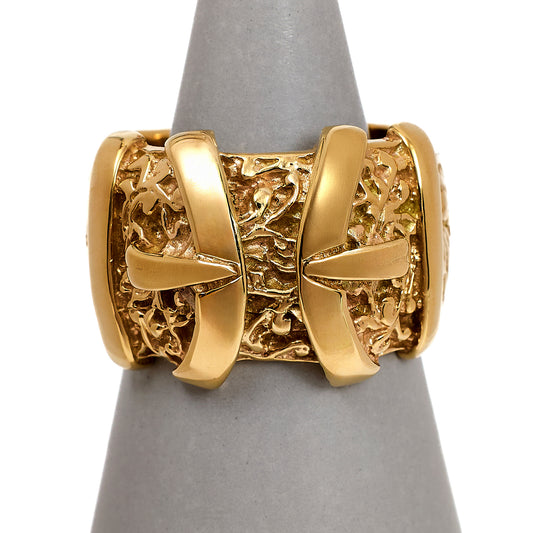 Pre-Owned Mens 9ct Gold Double Buckle Ring Size Z+2