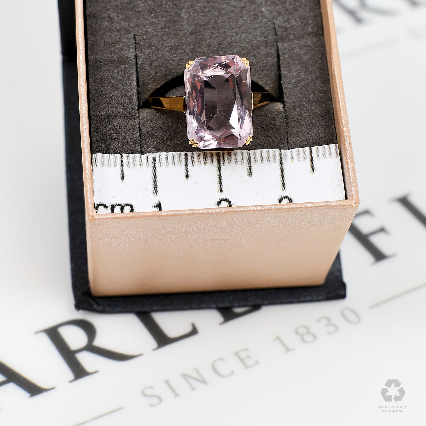 Pre-Owned 9ct Gold Rectangle Amethyst Ring Size P.5