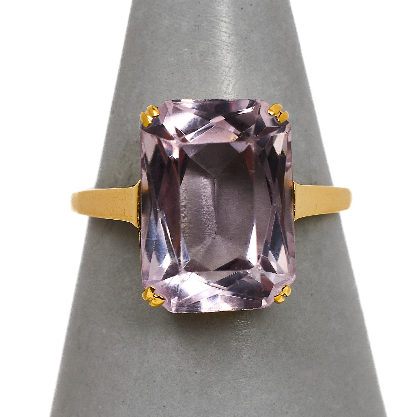 Pre-Owned 9ct Gold Rectangle Amethyst Ring Size P.5