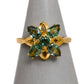 Pre-Owned 9ct Gold Green Sapphire Cluster Ring Size Q