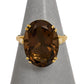 Pre-Owned 9ct Gold Oval Smokey Quartz Ring Size O