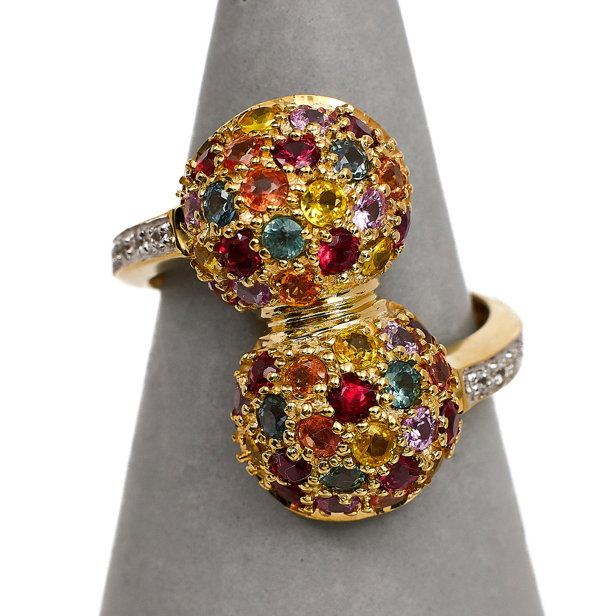 Pre-Owned 9ct Gold Beryllium Treated Sapphire 2 Dome Ring