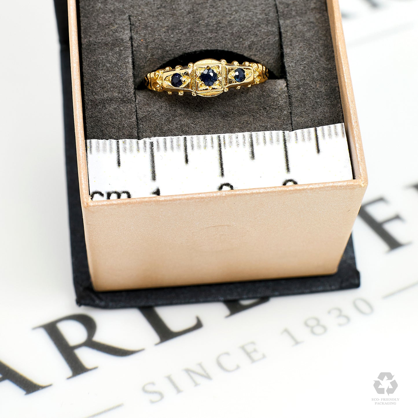 Pre-Owned 9ct Gold 3 Sapphire Dress Ring Size O