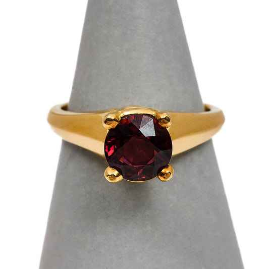 Pre-Owned 9ct Gold Round Red Tourmaline Ring Size N