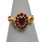 Pre-Owned 9ct Gold Oval Garnet Cluster Ring Size N.5