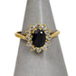 Pre-Owned 9ct Gold Oval Sapphire & CZ Cluster Ring Size I.5