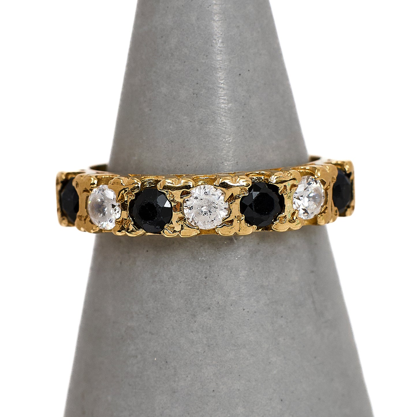 Pre-Owned 9ct Gold Sapphire & CZ Dress Ring Size K