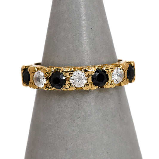 Pre-Owned 9ct Gold Sapphire & CZ Dress Ring Size K