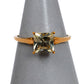Pre-Owned 9ct Gold Square Beryl & White Zircon Ring Size R.5