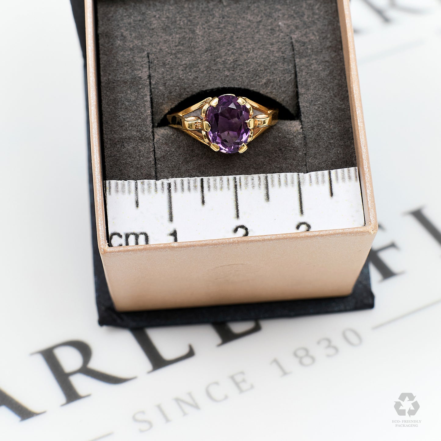 Pre-Owned 9ct Gold Oval Amethyst Ring Size K