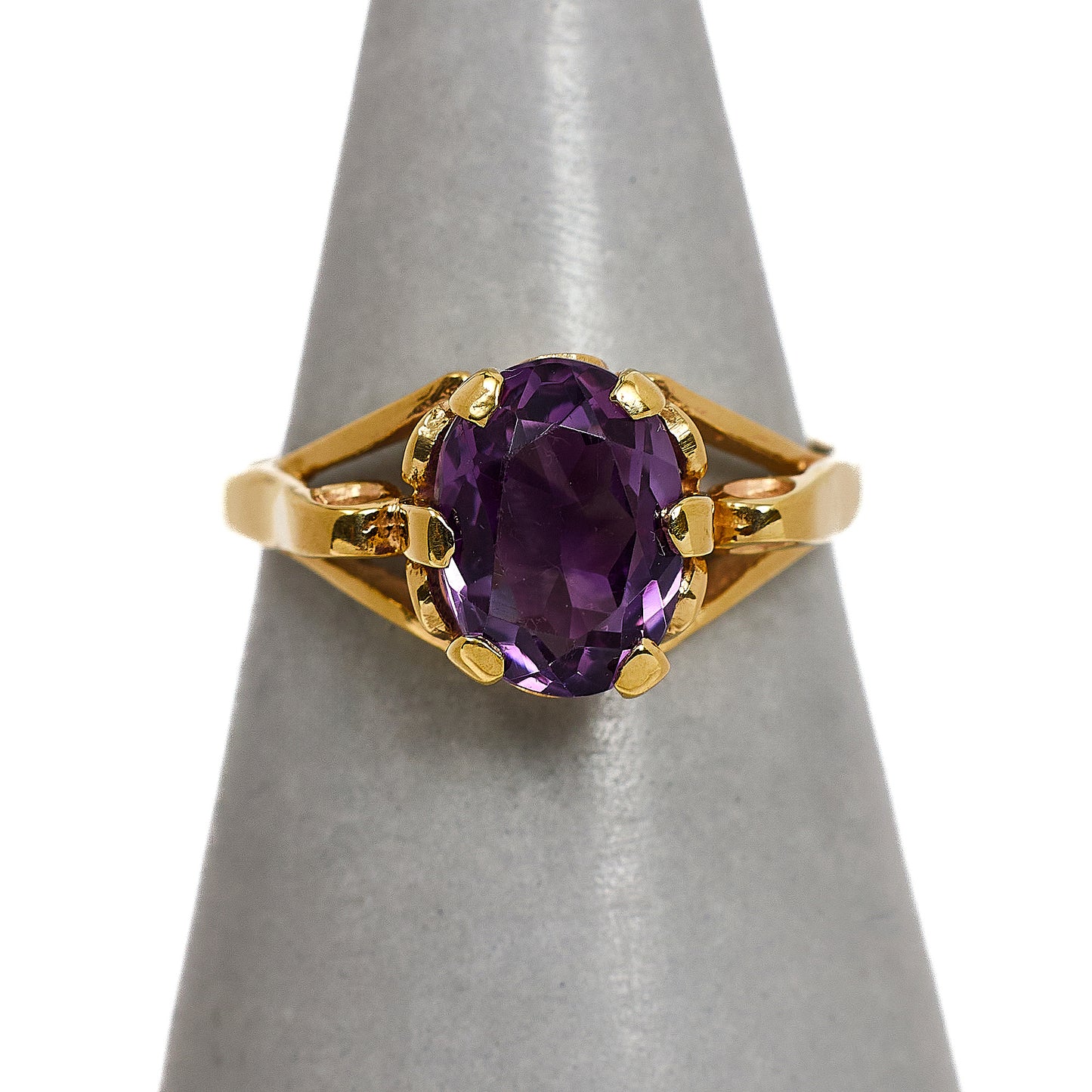 Pre-Owned 9ct Gold Oval Amethyst Ring Size K