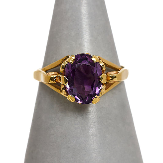 Pre-Owned 9ct Gold Oval Amethyst Ring Size K
