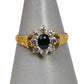 Pre-Owned 9ct Gold Oval Sapphire & CZ Cluster Ring Size P