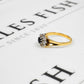 Pre-Owned 9ct Gold Sapphire & CZ Cluster Ring Size O