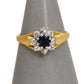 Pre-Owned 9ct Gold Sapphire & CZ Cluster Ring Size O
