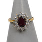Pre-Owned 9ct Gold Oval Garnet & CZ Cluster Ring Size O