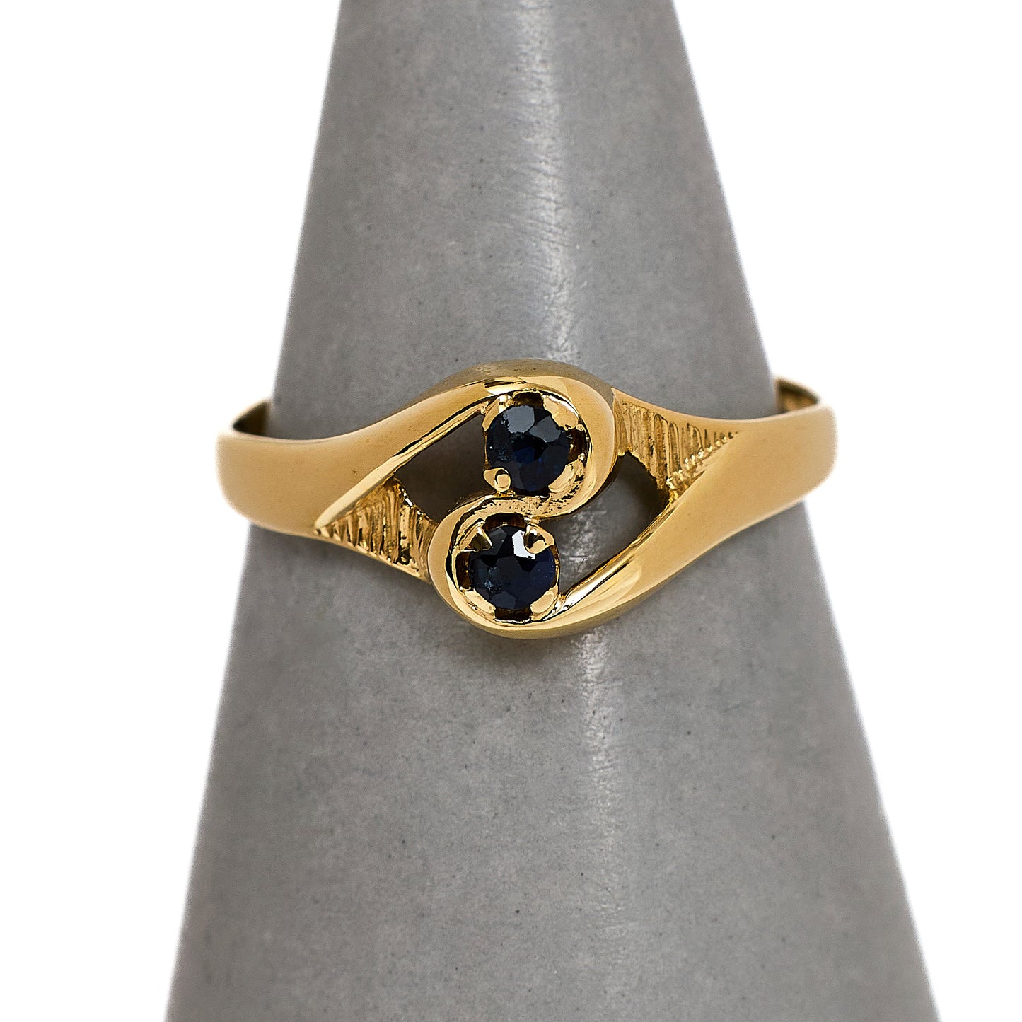 Pre-Owned 9ct Gold 2 Sapphire Dress Ring Size L