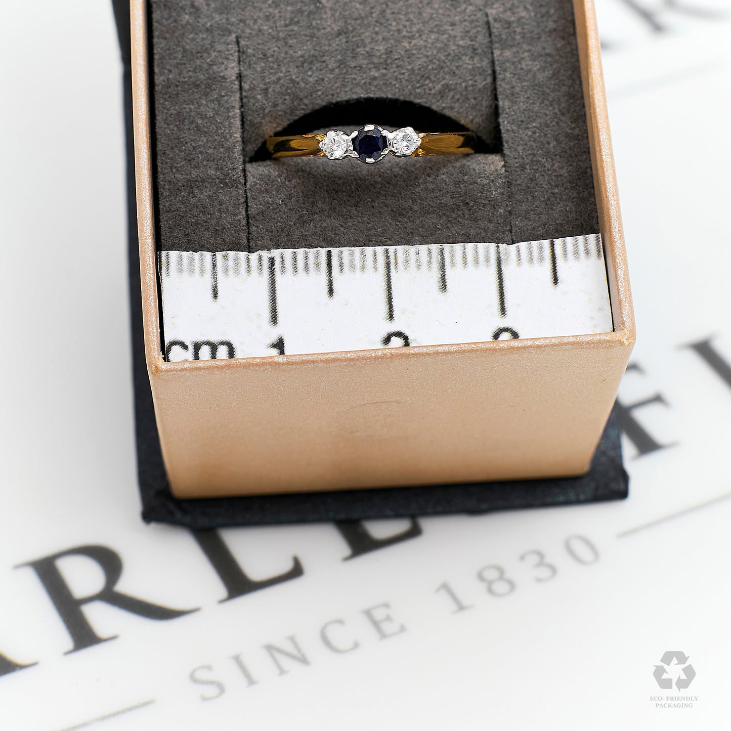 Pre-Owned 9ct Gold Sapphire & CZ Dress Ring Size M