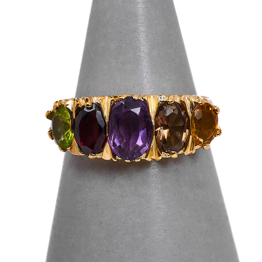 Pre-Owned 9ct Gold Multi Gemstone Dress Ring Size M