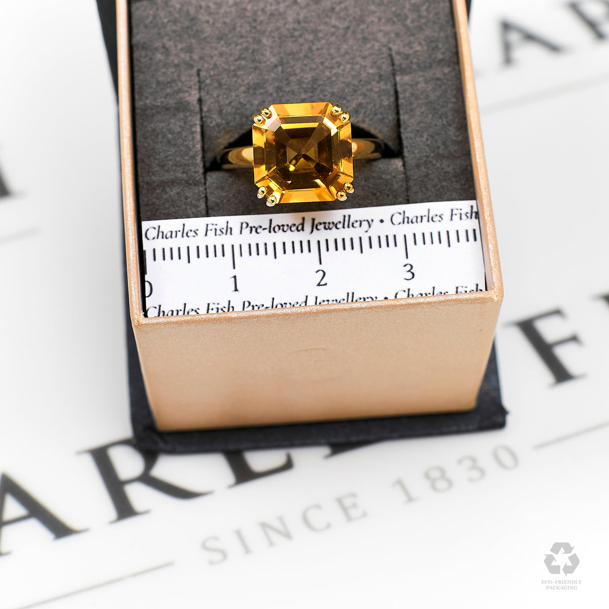 Pre-Owned 9ct Gold Octagon Citrine Dress Ring Size M