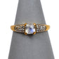 Pre-Owned 9ct Gold Square Quartz & White Zircon Ring Size Q