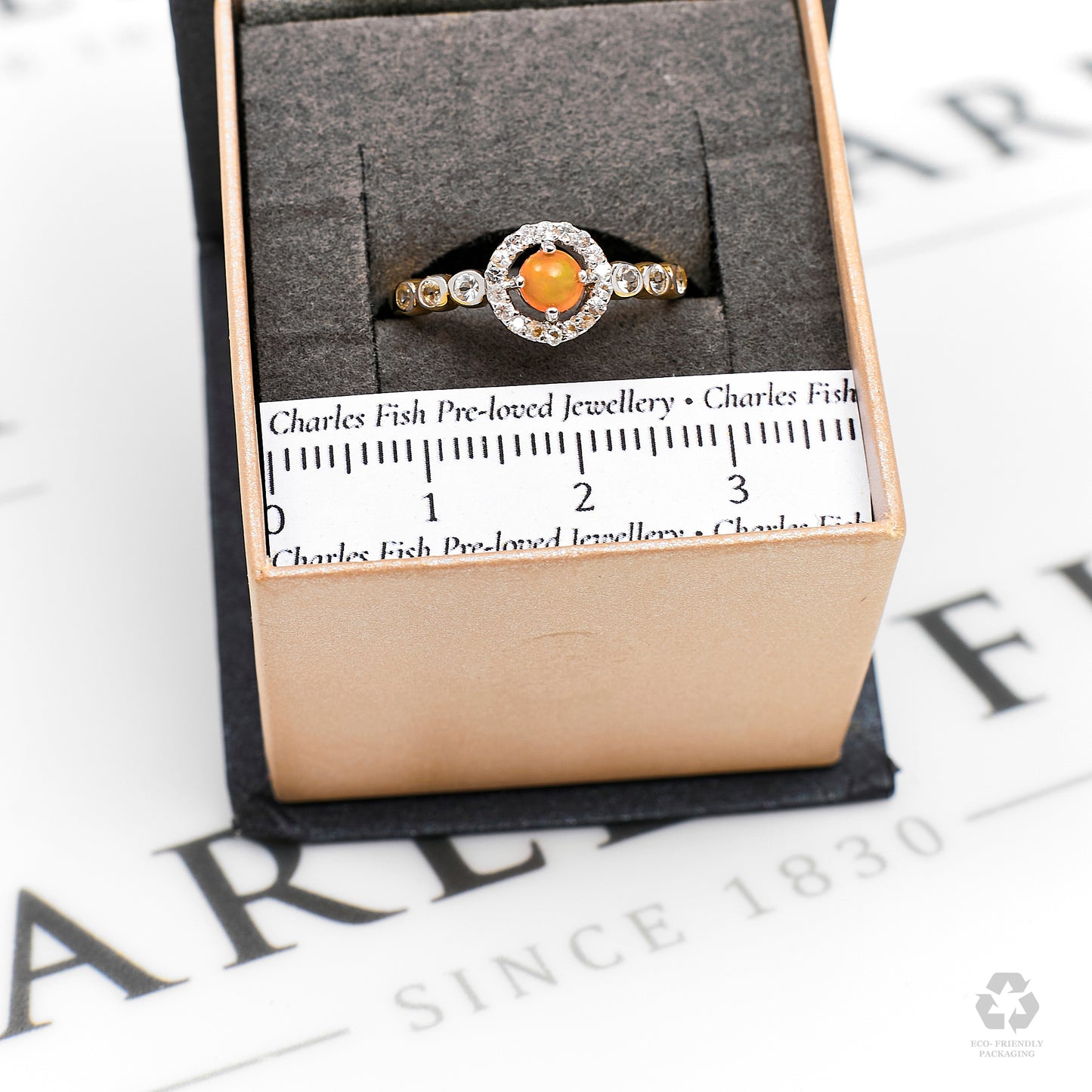 Pre-Owned 9ct Gold Opal & White Zircon Cluster Ring Size N