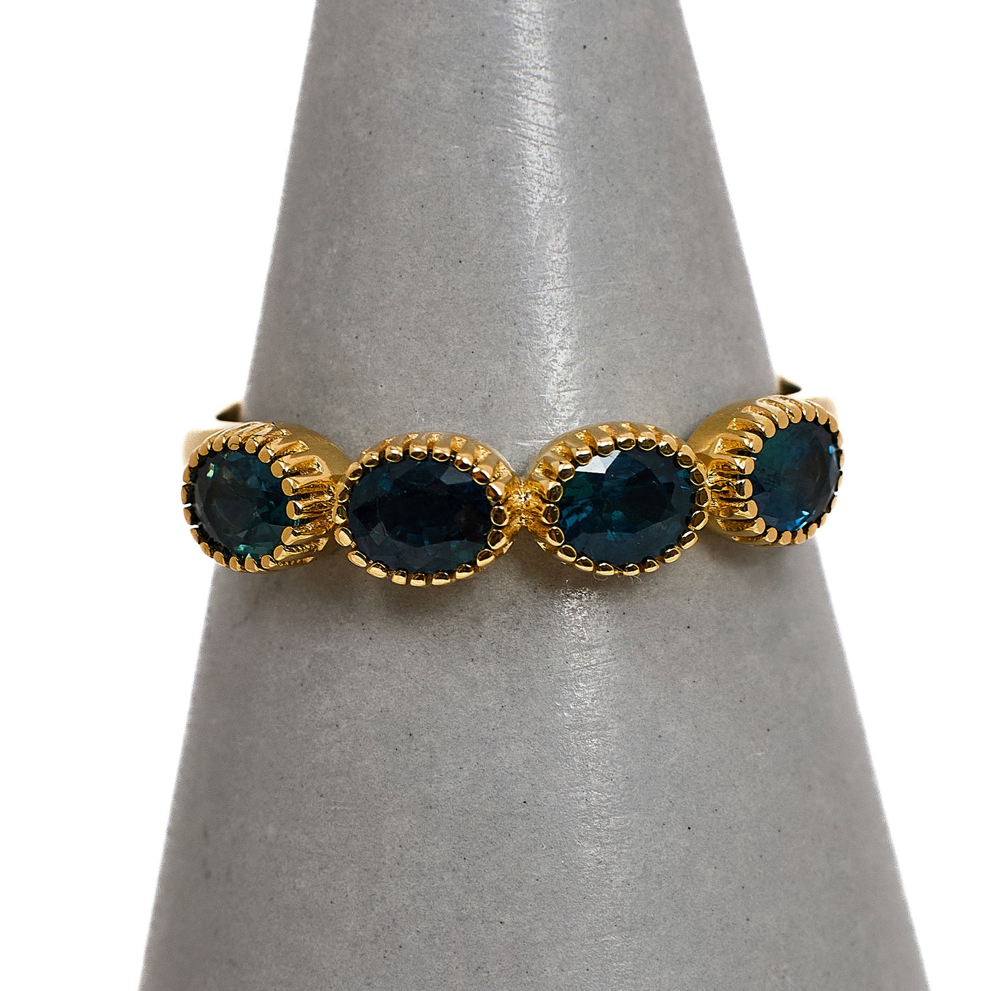 Pre-Owned 9ct Gold 4 Oval Sapphire Ring Size N