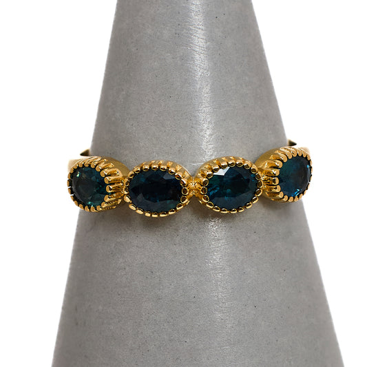Pre-Owned 9ct Gold 4 Oval Sapphire Ring Size N