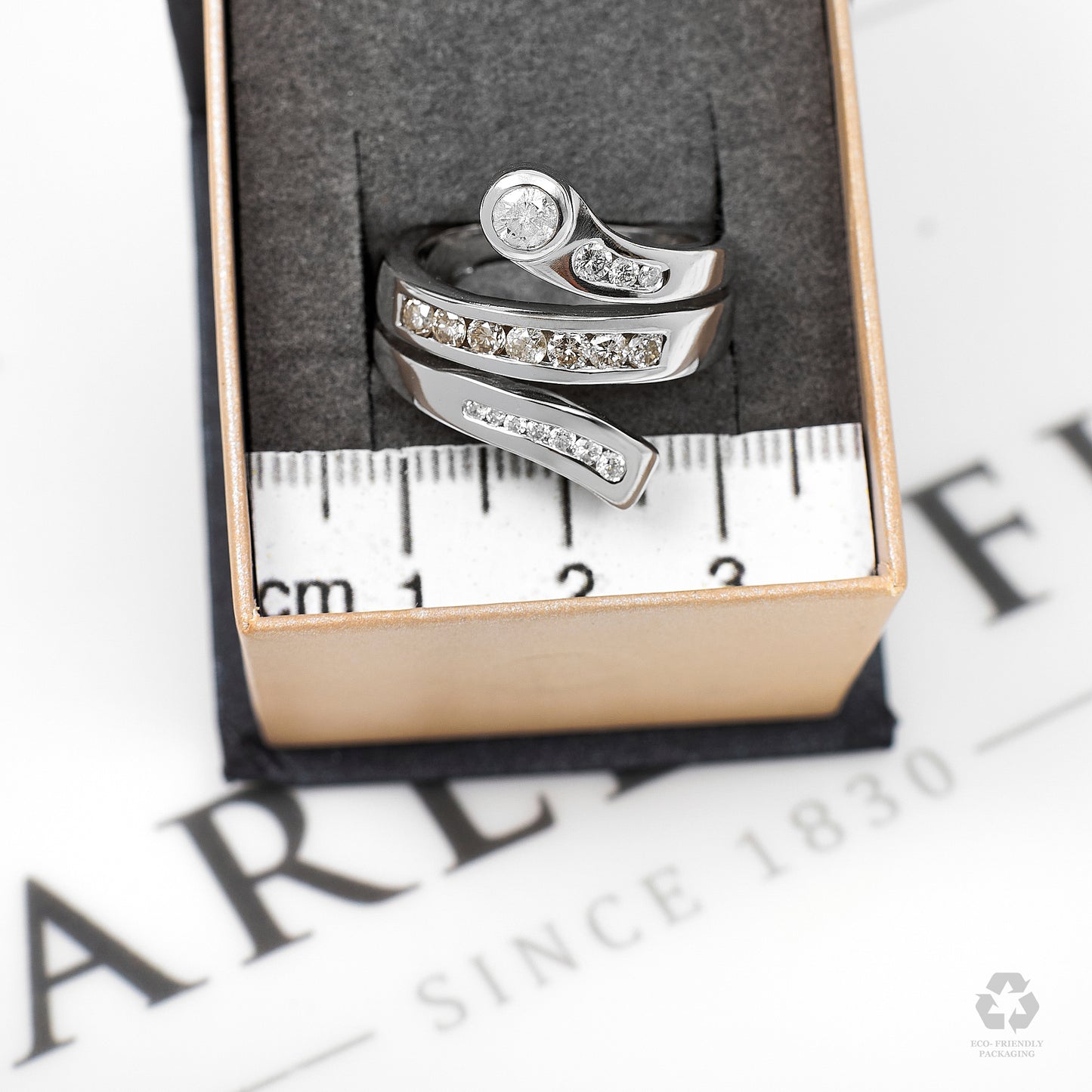 Pre-Owned 9ct White Gold Diamond Wraparound Ring Size N.5