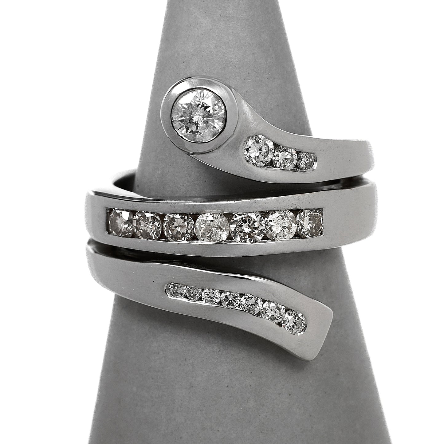 Pre-Owned 9ct White Gold Diamond Wraparound Ring Size N.5