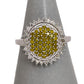 Pre-Owned 9ct White Gold Yellow & White Diamond Cluster Ring